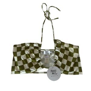 Princess Polly Latina Halter Top Checkerboard Green‎ Sz 12 NWT